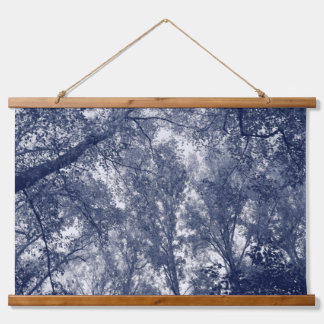 Tapiz Con Marco De Madera Otoño Azul