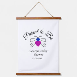 Tapiz Con Marco De Madera Padres que son azul, rosa, ducha de bebé, miel abe