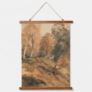 Tapiz Con Marco De Madera Paintaje paisajístico de otoño en una granja moder