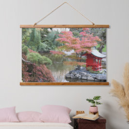 Tapiz Con Marco De Madera Paisaje de los estanques de los jardines japoneses