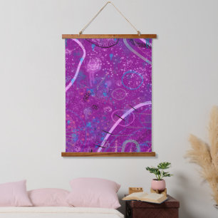 Tapiz Con Marco De Madera Paisaje de sueños abstracto púrpura