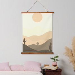 Tapiz Con Marco De Madera Paisaje del desierto abstracto moderno