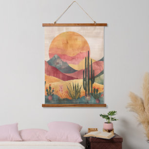 Tapiz Con Marco De Madera Paisaje del desierto de Boho - Naturaleza del suro