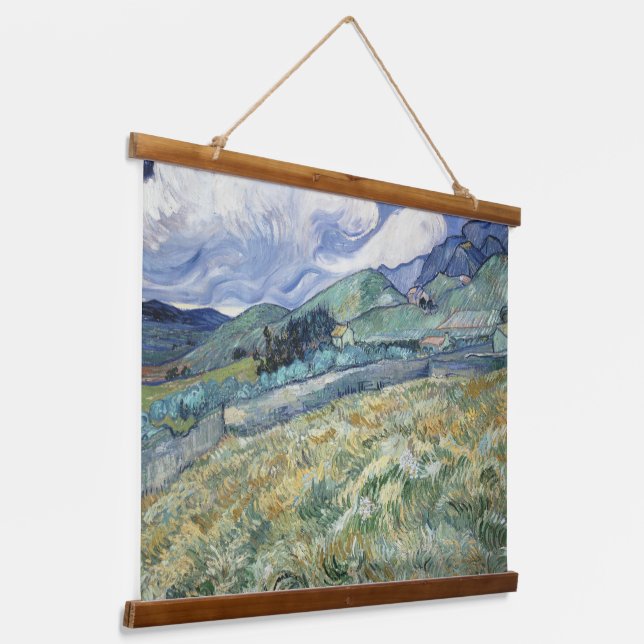 Tapiz Con Marco De Madera Paisaje desde Saint-Remy por Vincent van Gogh (Angular)