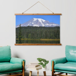 Tapiz Con Marco De Madera Paisaje escénico del Monte Rainier y el Lago