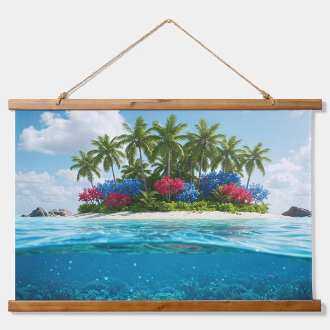 Tapiz Con Marco De Madera paisaje mágico de la isla (Anverso )