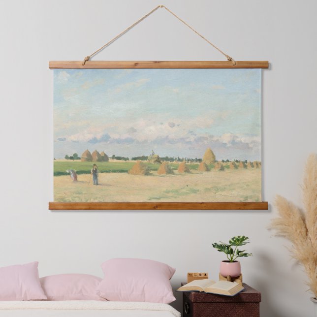 Tapiz Con Marco De Madera Paisaje Pissarro Ile De France Pared De Madera (Dormitorio)