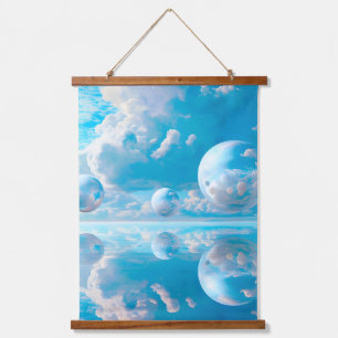 Tapiz Con Marco De Madera Paisaje surrealista de cielo soñador