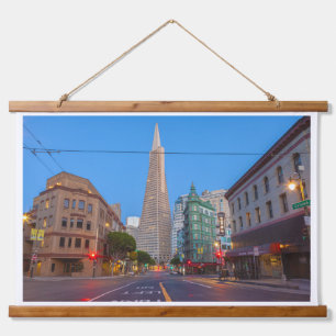 Tapiz Con Marco De Madera Paisaje urbano de San Francisco en Crepúsculo