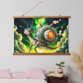 Tapiz Con Marco De Madera Pájaro caracol steampunk cósmico – Criatura de sue