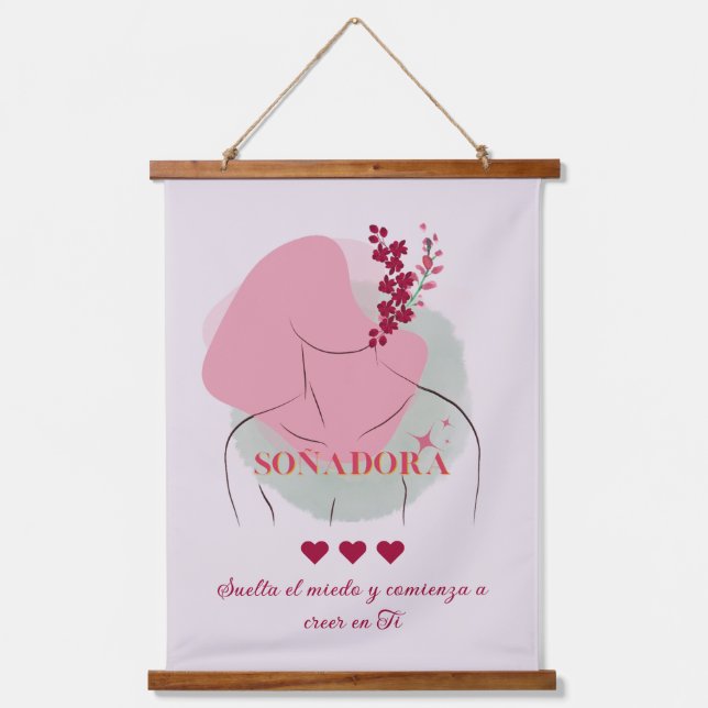 Tapiz Con Marco De Madera Palabras en español | Interlineado de presupuesto  (Anverso)