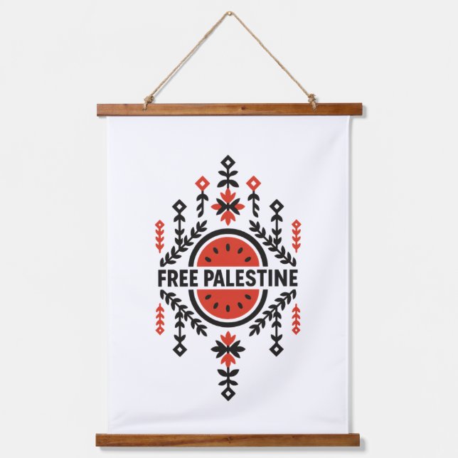 Tapiz Con Marco De Madera Palestina Libre (Anverso)