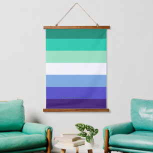 Tapiz Con Marco De Madera Paleta de la bandera de hombres gays trans-inclusi