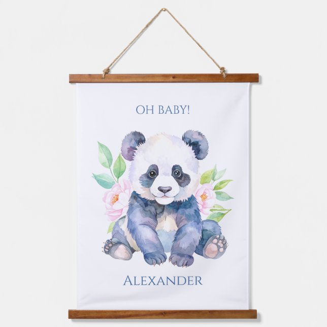 Tapiz Con Marco De Madera Panda bebé personalizado  (Anverso)