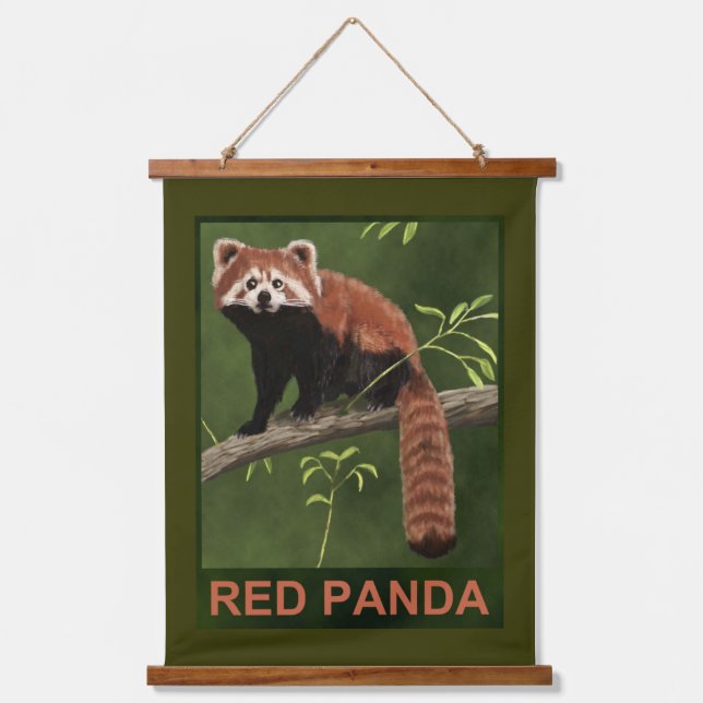 Tapiz Con Marco De Madera Panda rojo (Anverso)