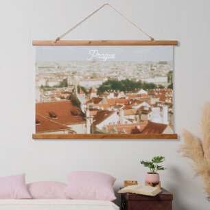 Tapiz Con Marco De Madera Panorama de la ciudad de Praga Recuerdo