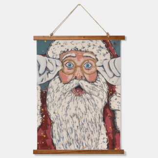 Tapiz Con Marco De Madera Papá Noel Sorprendido
