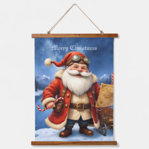 Tapiz Con Marco De Madera Papá Noel Steampunk – Aventura Navideña Vintage