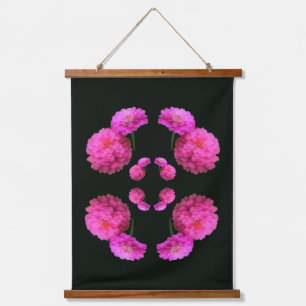 Tapiz Con Marco De Madera Par de flores de Zinnia rosadas abstracto de la na