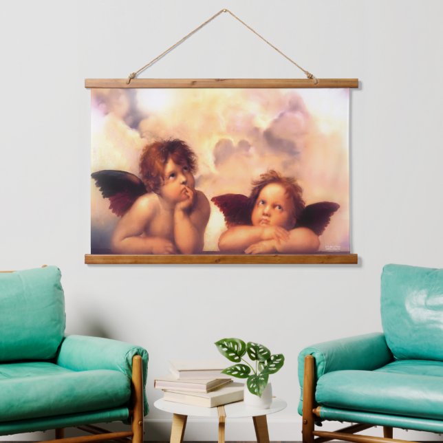 Tapiz Con Marco De Madera Par Putti de ángeles (Sala de estar)