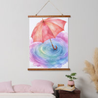Paraguas de Acuarela Pastel Ondas de Lluvia Arte
