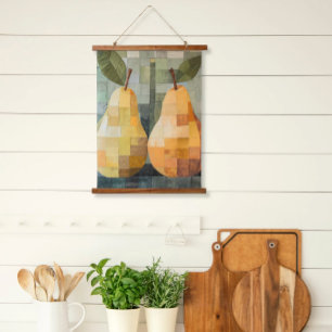 Tapiz Con Marco De Madera Parchwork Pears Tapestry Scroart