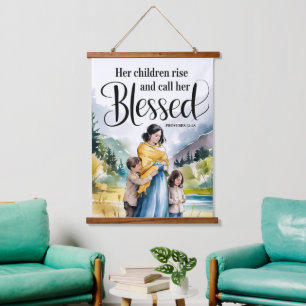 Tapiz Con Marco De Madera Pared de Mujeres Cristianas que se Levantan Sus Hi