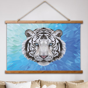 Tapiz Con Marco De Madera Pared del dormitorio grande del tigre blanco gran