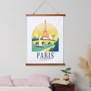 Tapiz Con Marco De Madera París Francia Viajes Antiguos