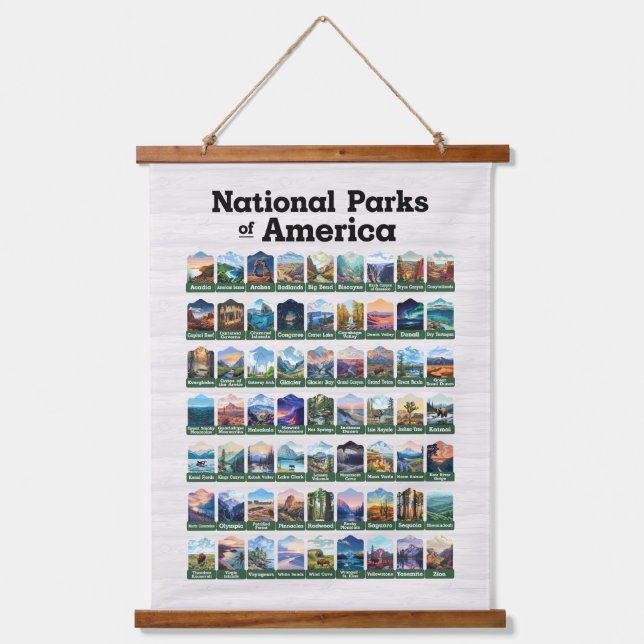 Tapiz Con Marco De Madera Parques nacionales de los Estados Unidos de Améric (Anverso)