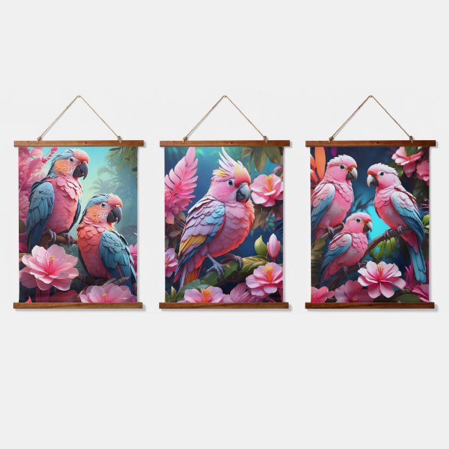 Tapiz Con Marco De Madera Parrots Madera Topada Tapiz de Muro (Triple)