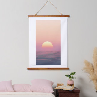Tapiz Con Marco De Madera Pastel Sunset Over Calm Ocean