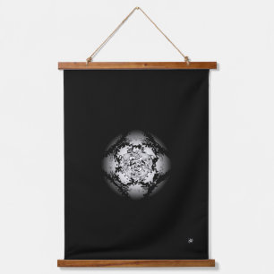Tapiz Con Marco De Madera Patrón blanco y negro (esfera)