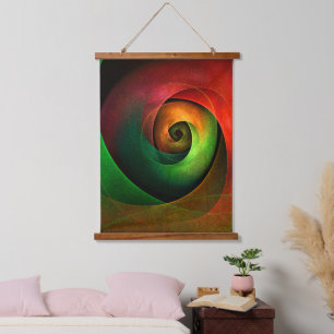 Tapiz Con Marco De Madera Patrón de arte abstracto moderno de floración verd