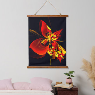 Tapiz Con Marco De Madera Patrón de arte abstracto moderno floral amarillo r