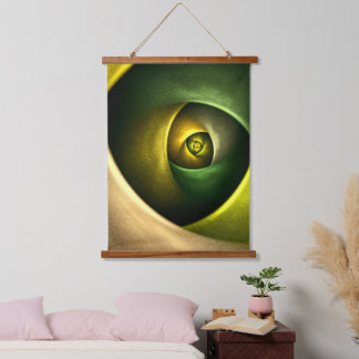 Tapiz Con Marco De Madera Patrón De Arte Abstracto Verde Floral Moderno De S