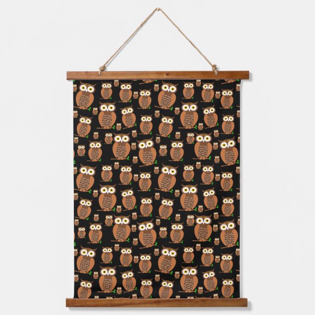 Tapiz Con Marco De Madera patrón de búho (Anverso)