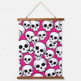 Tapiz Con Marco De Madera Patrón de calavera rosa