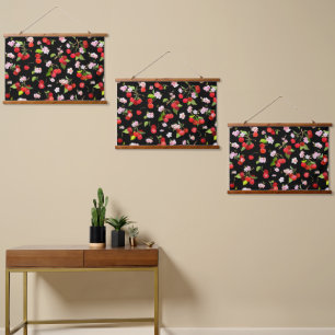 Tapiz Con Marco De Madera Patrón de cerezas 2