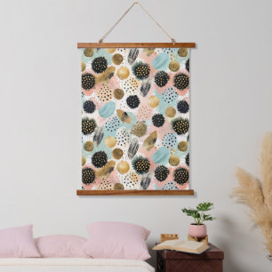 Tapiz Con Marco De Madera Patrón de círculo abstracto - con Purpurina y espe