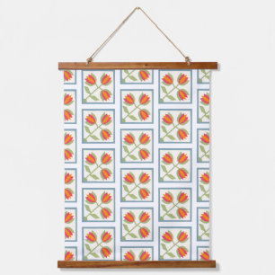 Tapiz Con Marco De Madera Patrón de flores decorativas modernas