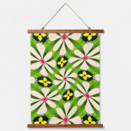 Tapiz Con Marco De Madera Patrón de flores estéticas