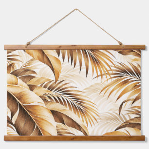 Tapiz Con Marco De Madera Patrón de follaje de palma tropical beige sepia lu
