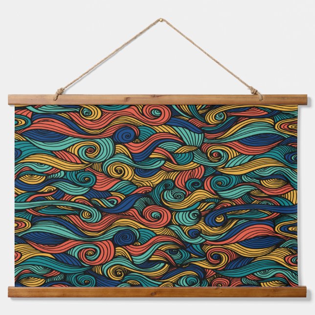 Tapiz Con Marco De Madera patrón de lana paisley (Anverso )