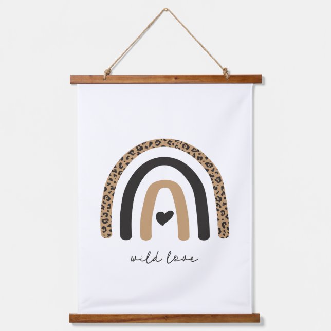 Tapiz Con Marco De Madera Patrón de leopardo arco iris (Anverso)