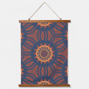 Tapiz Con Marco De Madera Patrón de Mandala Boho Bloom