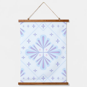 Tapiz Con Marco De Madera Patrón de repetición floral geométrico azul pastel