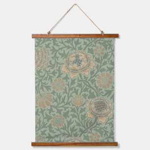 Tapiz Con Marco De Madera Patrón floral de William Morris Grafton en verde s