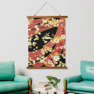 Tapiz Con Marco De Madera Patrón Kimono de mezcla floral