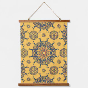 Tapiz Con Marco De Madera Patrón Mandala de Sunburst